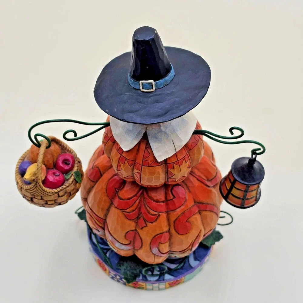 Jim Shore Heartwood Creek Pilgrim Patch Stacked Pumpkin Figurine 9.5
